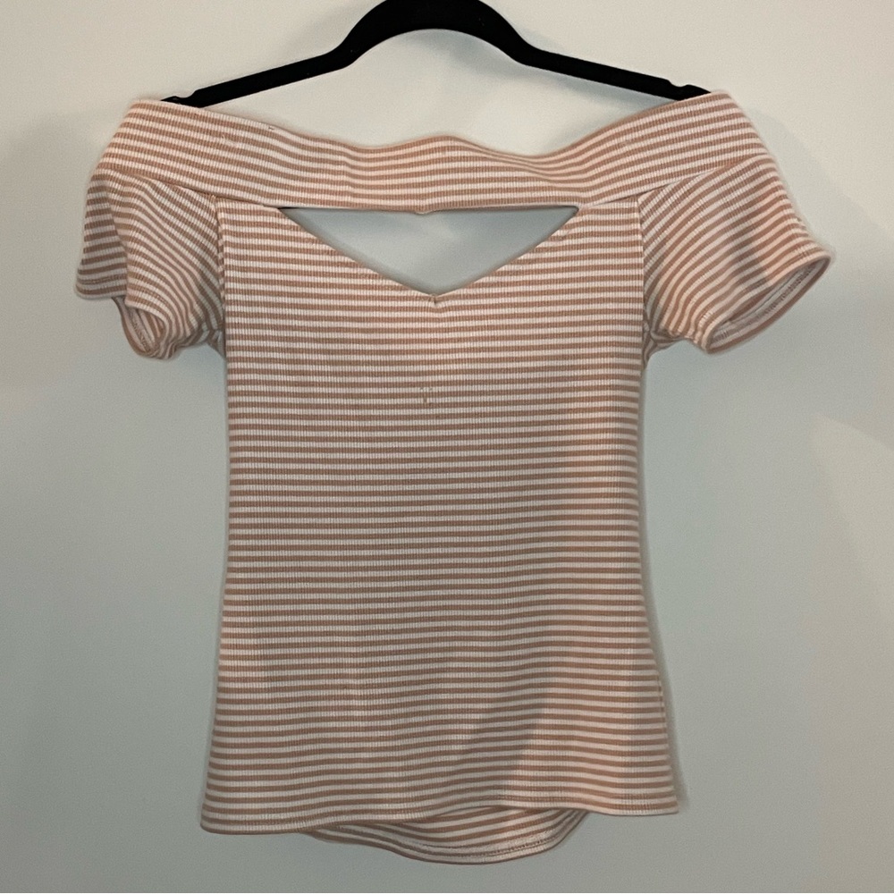 Guess striped off the shoulder top